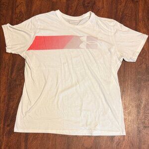 Under Armour Men's White Tee with Red Stripe